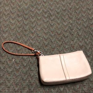 Coach white pebble leather wristlet new